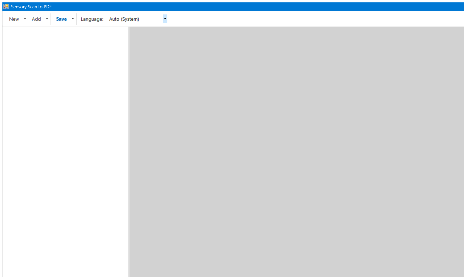 The PDF Convert main window, showing the toolbar at the top, the page list on the left, and the preview pane on the right.
