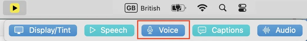 Readable Toolbar for Mac showing the Voice Control and Dictation toolbar button
