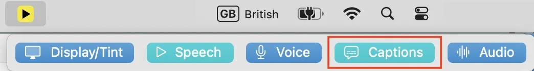 Readable Toolbar for Mac showing the Captions toolbar button
