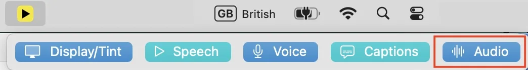 Readable Toolbar for Mac showing the Audio Settings toolbar button