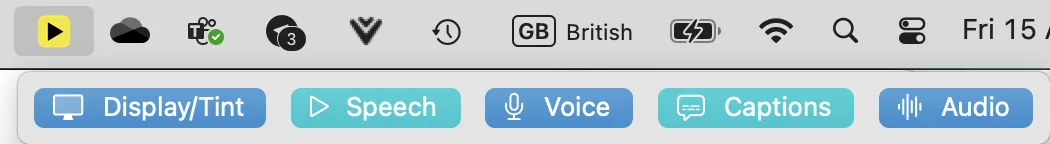 Readable Toolbar for Mac menu bar showing all toolbar options