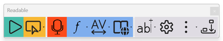 Readable floating toolbar in colour style for Microsoft Word
