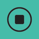 The Sensory Readable Stop button — a square-in-circle Stop icon on a teal background. This is what the Play button looks like once speech starts; clicking it stops speech.