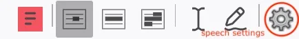Sensory PDF Reader speech settings icon