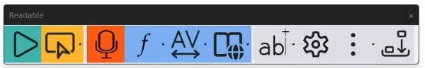 Sensory Readable toolbar displayed in Microsoft Word with colour icons