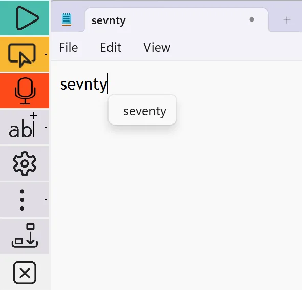 Readable word prediction showing autocorrection: misspelled word Sevnty automatically corrected to Seventy