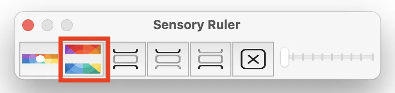Sensory Ruler for Mac toolbar highlighting the above/below background colour icon