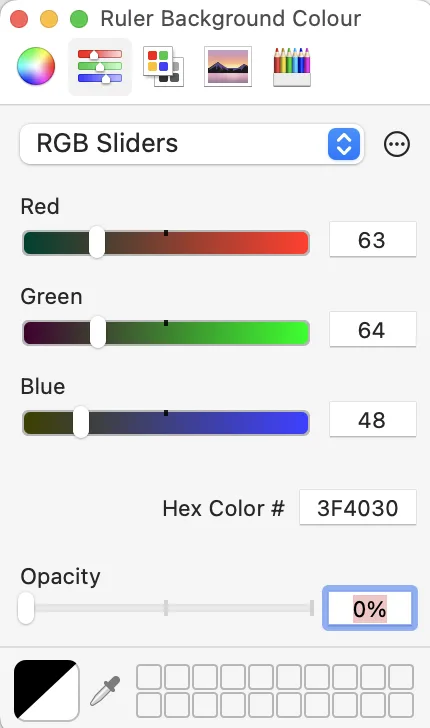 Sensory Ruler for Mac background colour picker option 2 — colour sliders