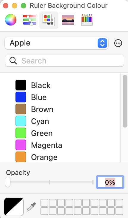 Sensory Ruler for Mac background colour picker option 3 — colour palette