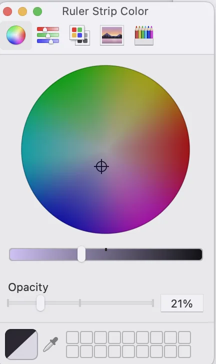 Sensory Ruler for Mac colour picker option 1 — colour wheel selector