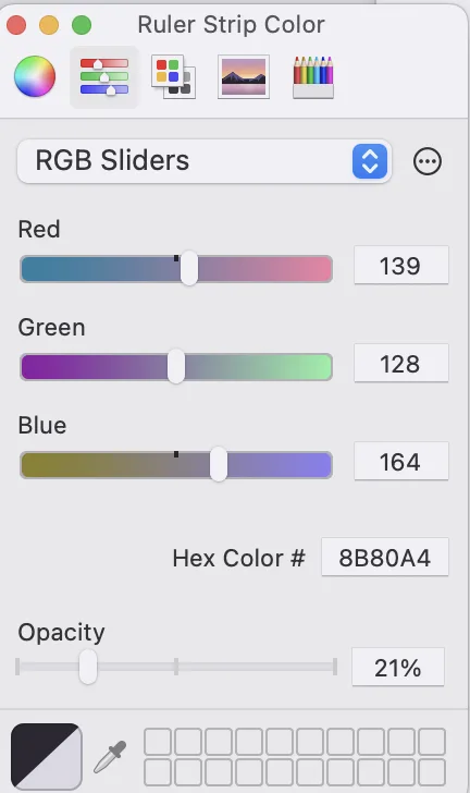 Sensory Ruler for Mac colour picker option 2 — colour sliders