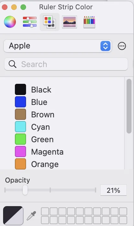 Sensory Ruler for Mac colour picker option 3 — colour palette