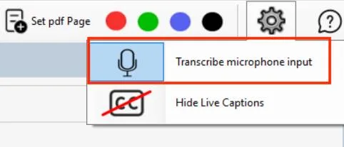 Sensory Scribe settings showing the Transcribe Microphone Input toggle