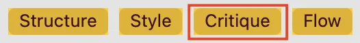 Sensory Writeable Critique command button in the toolbar